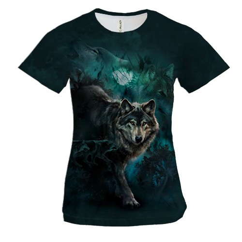 Женская 3D футболка с волками (АРТ)