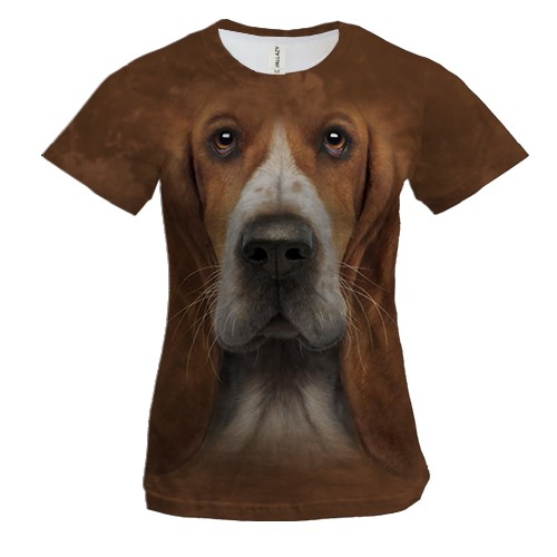 Женская 3D футболка Бассет-хаунд