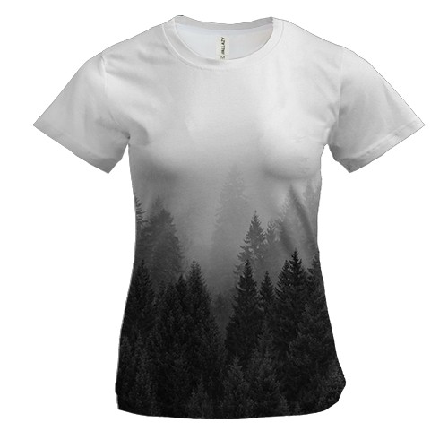 Жіноча 3D футболка «Туманний ліс»