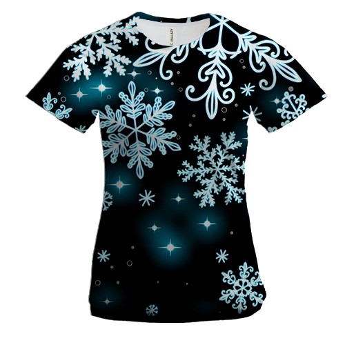 Женская 3D футболка «Космические снежинки»