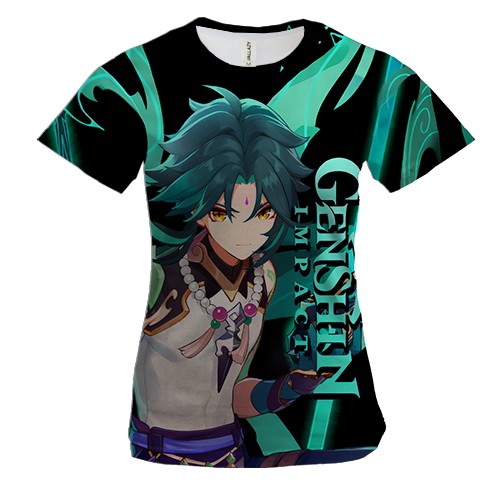 Женская 3D футболка Геншин импакт: Сяо