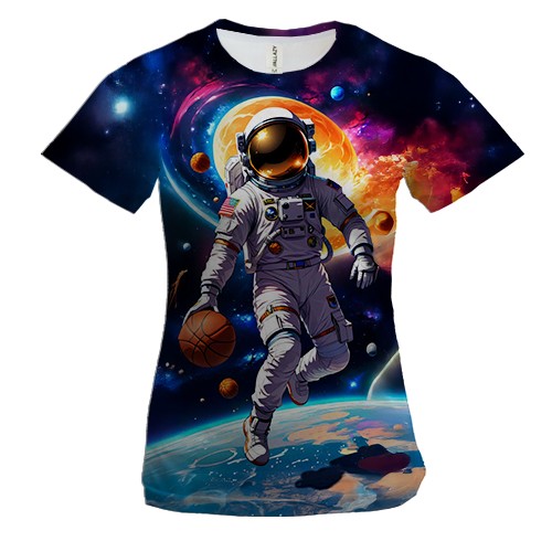Жіноча 3D футболка Космонавт – баскетболіст