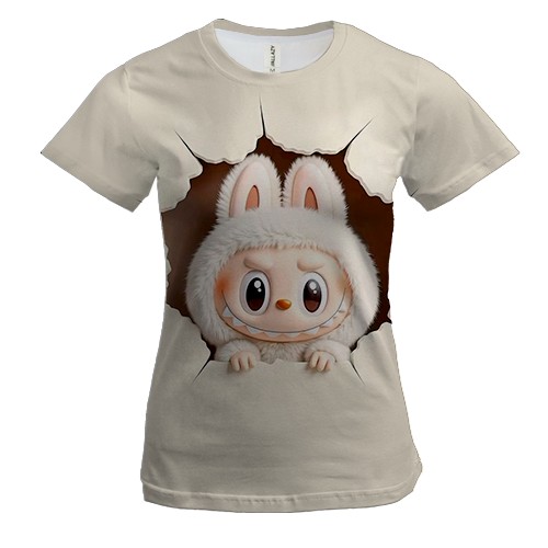 Женская 3D футболка Лабубу бежевый прорыв