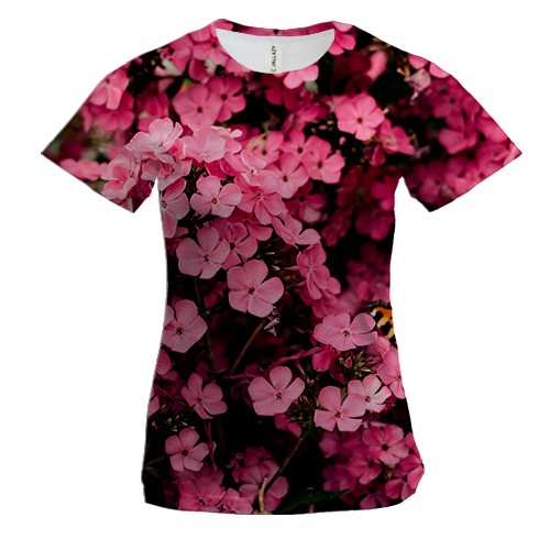 Жіноча 3D футболка з рожевими квітами