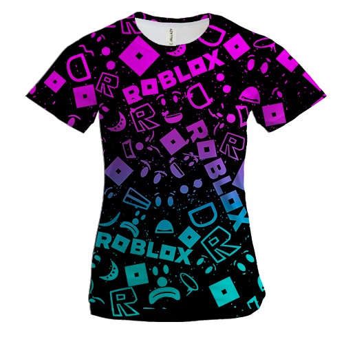 Женская 3D футболка ROBLOX neon logo pattern