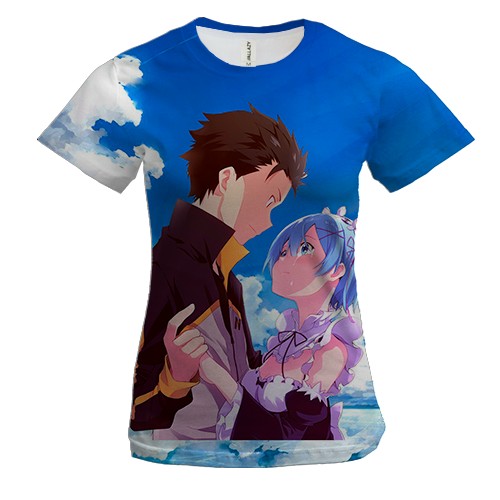 Женская 3D футболка Субару и Рем - Re:Zero