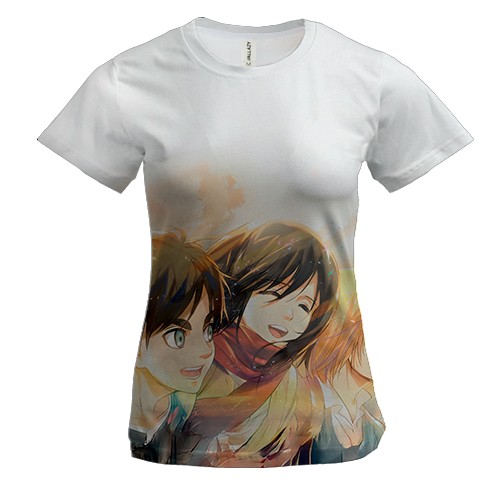 Жіноча 3D футболка Eren, Mikasa, Armin - AoT