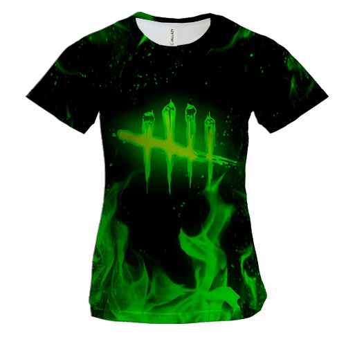Жіноча 3D футболка Dead by Daylight green logo