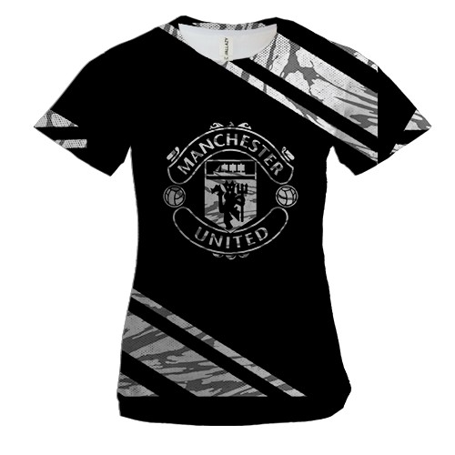 Женская 3D футболка "Manchester United" черно-белая
