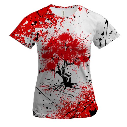 Женская 3D футболка Цветение Сакуры