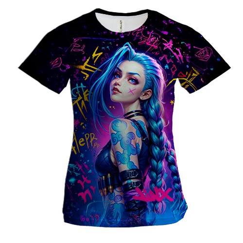 Жіноча 3D футболка Jinx with graffiti - Arcane