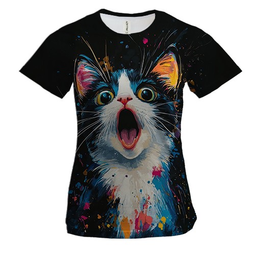 Жіноча 3D футболка Здивований Кіт
