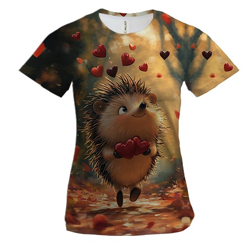 Жіноча 3D футболка Закоханий Їжачок