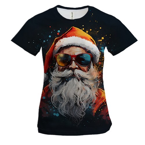 Жіноча 3D футболка Крутий Санта
