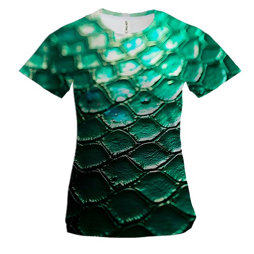 Жіноча 3D футболка Зелена змія текстури