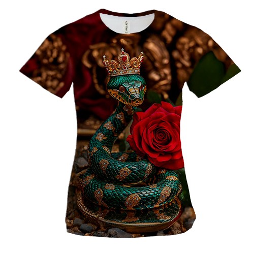Жіноча 3D футболка Зелена королівська змія