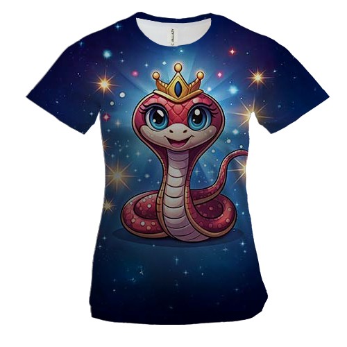 Женская 3D футболка со змеей в короне
