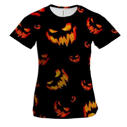 Жіноча 3D футболка Гарбузові обличчя