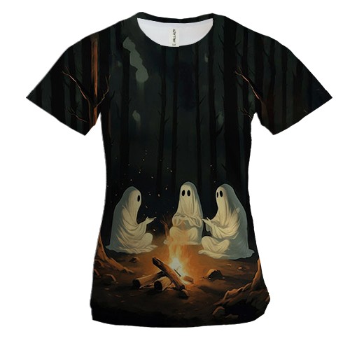 Женская 3D футболка Призраки у костра
