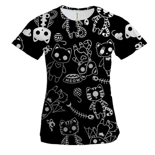 Жіноча 3D футболка Котики в костюмах Хелловіна