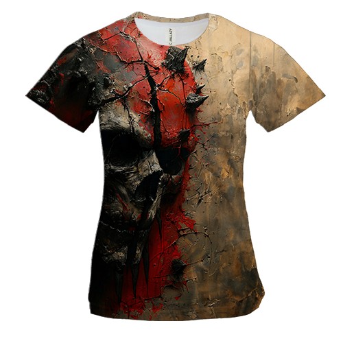 Женская 3D футболка Каменный череп