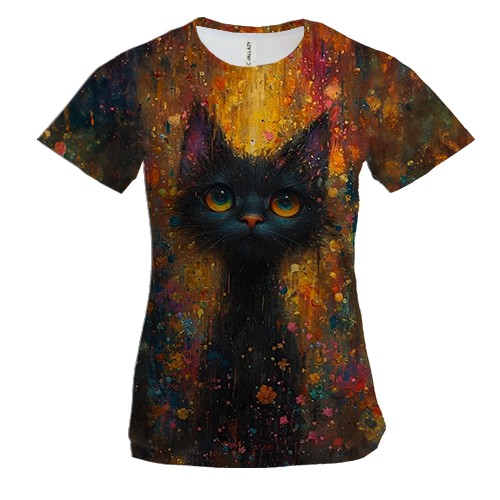 Женская 3D футболка Котенок в красках