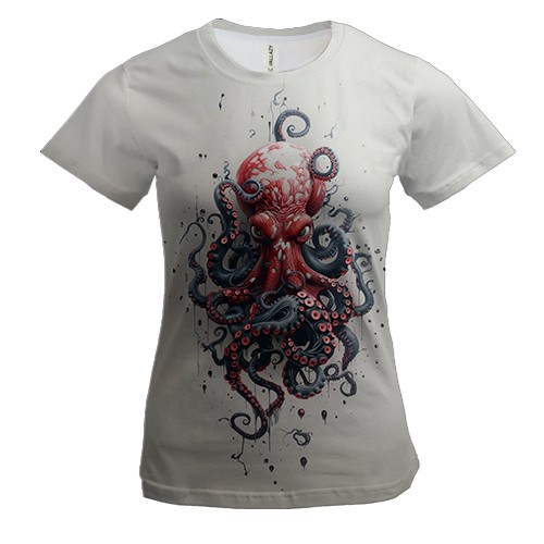 Жіноча 3D футболка з восьминогом (2)