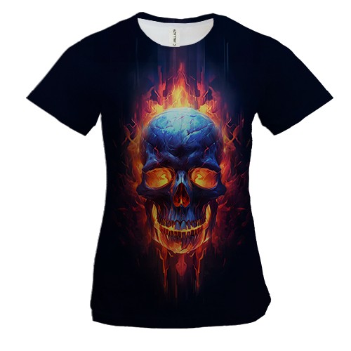 Жіноча 3D футболка Череп у полум