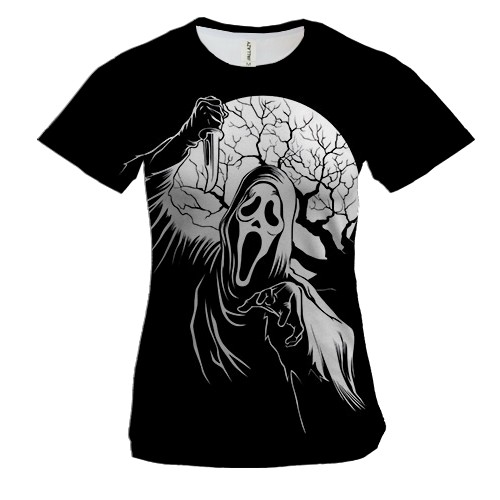 Женская 3D футболка Крик с ножом