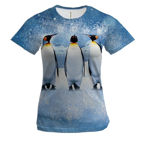 Жіноча 3D футболка Три пінгвіна