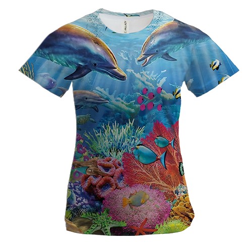 Жіноча 3D футболка з підводним світом (малюнок) 2