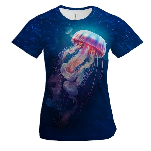 Женская 3D футболка с медузой в воде