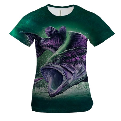 Жіноча 3D футболка з хижою рибою у воді