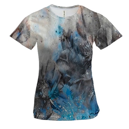 Женская 3D футболка Цветочная абстракция (2)