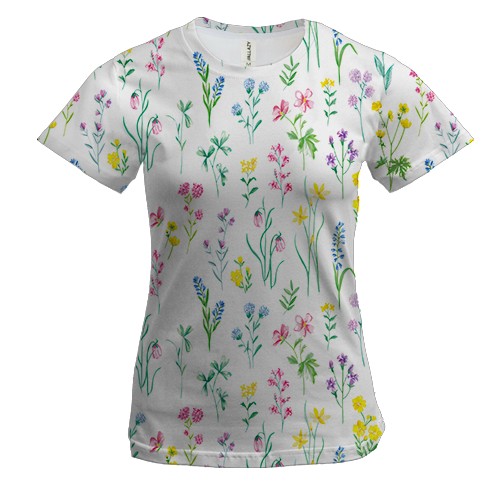 Жіноча 3D футболка з маленькими квіточками