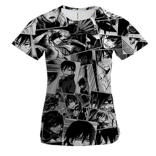 Женская 3D футболка Темнее черного, манга паттерн