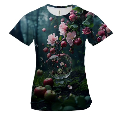 Женская 3D футболка с арт-яблоками