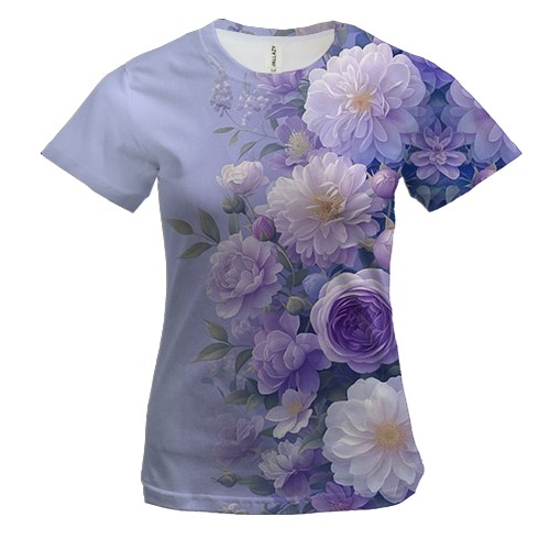 Жіноча 3D футболка з бузковими квітами