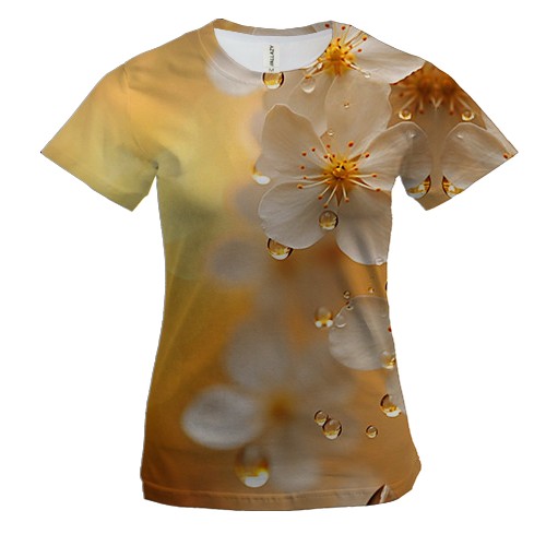 Женская 3D футболка с цветами фруктового дерева