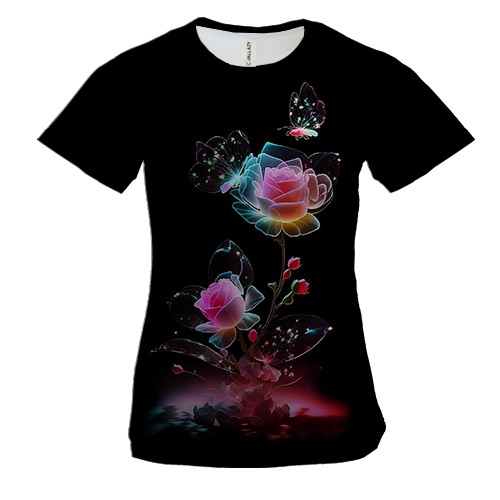 Жіноча 3D футболка з казковою трояндою