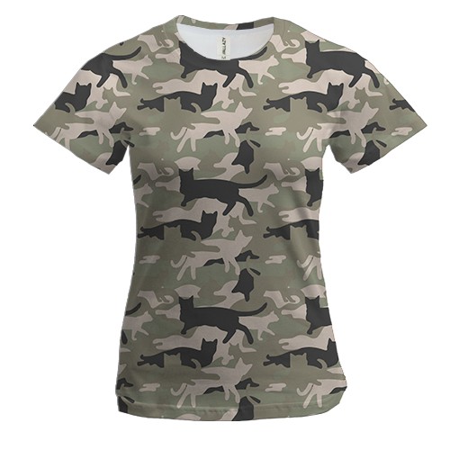 Женская 3D футболка Котофляж в стиле Мультикам