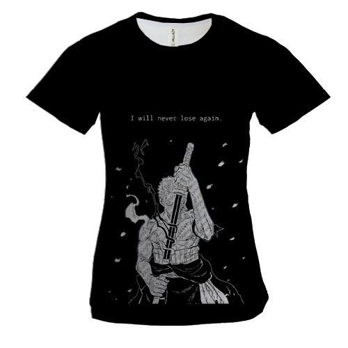 Жіноча 3D футболка Zoro - Never Lose Again (One Piece)
