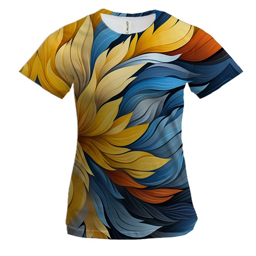 Жіноча 3D футболка з жовто-синім пір