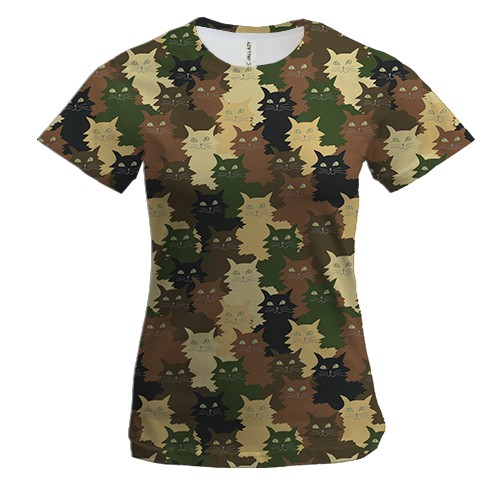 Женская 3D футболка Камуфляж коты "Котофляж" (2)