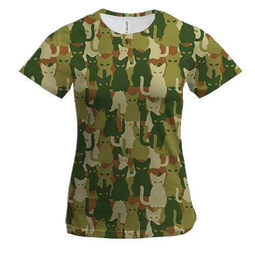 Женская 3D футболка Камуфляж коты "Котофляж" (3)