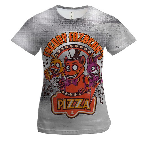 Женская 3D футболка Пиццерия Фредди Фазбера - FNaF