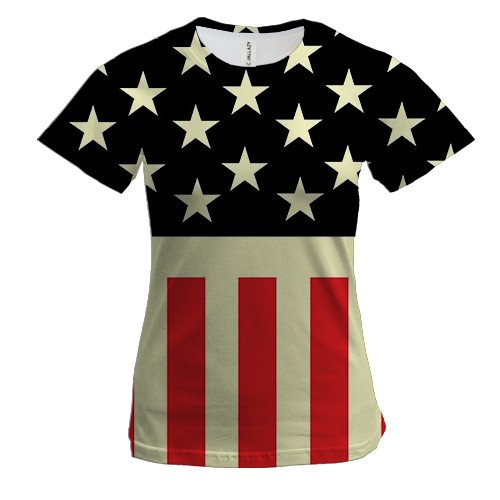Жіноча 3D футболка зі стилізованим американським прапором