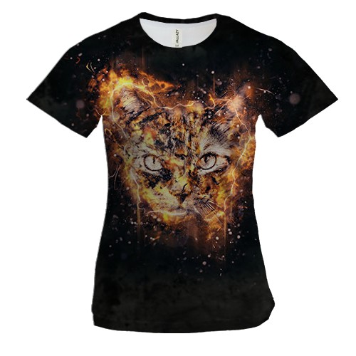 Жіноча 3D футболка з вогненним тигреням