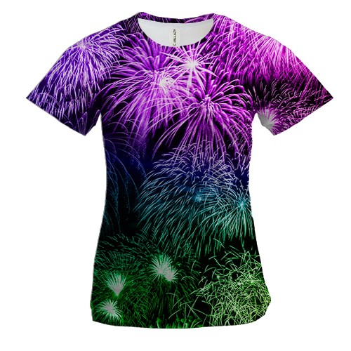 Жіноча 3D футболка з новорічним салютом (2)