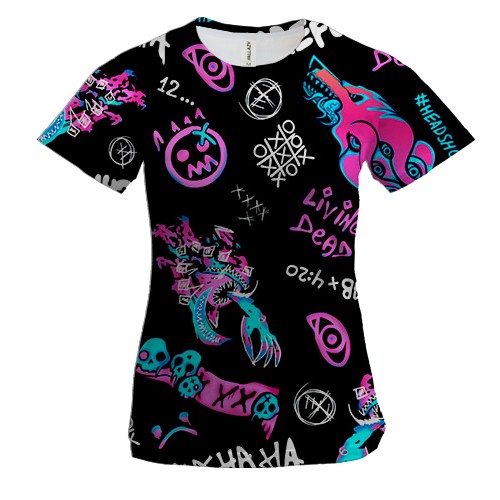 Женская 3D футболка CS2 Graffiti